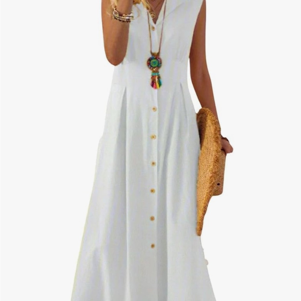 Sleeveless White Maxi Dress
